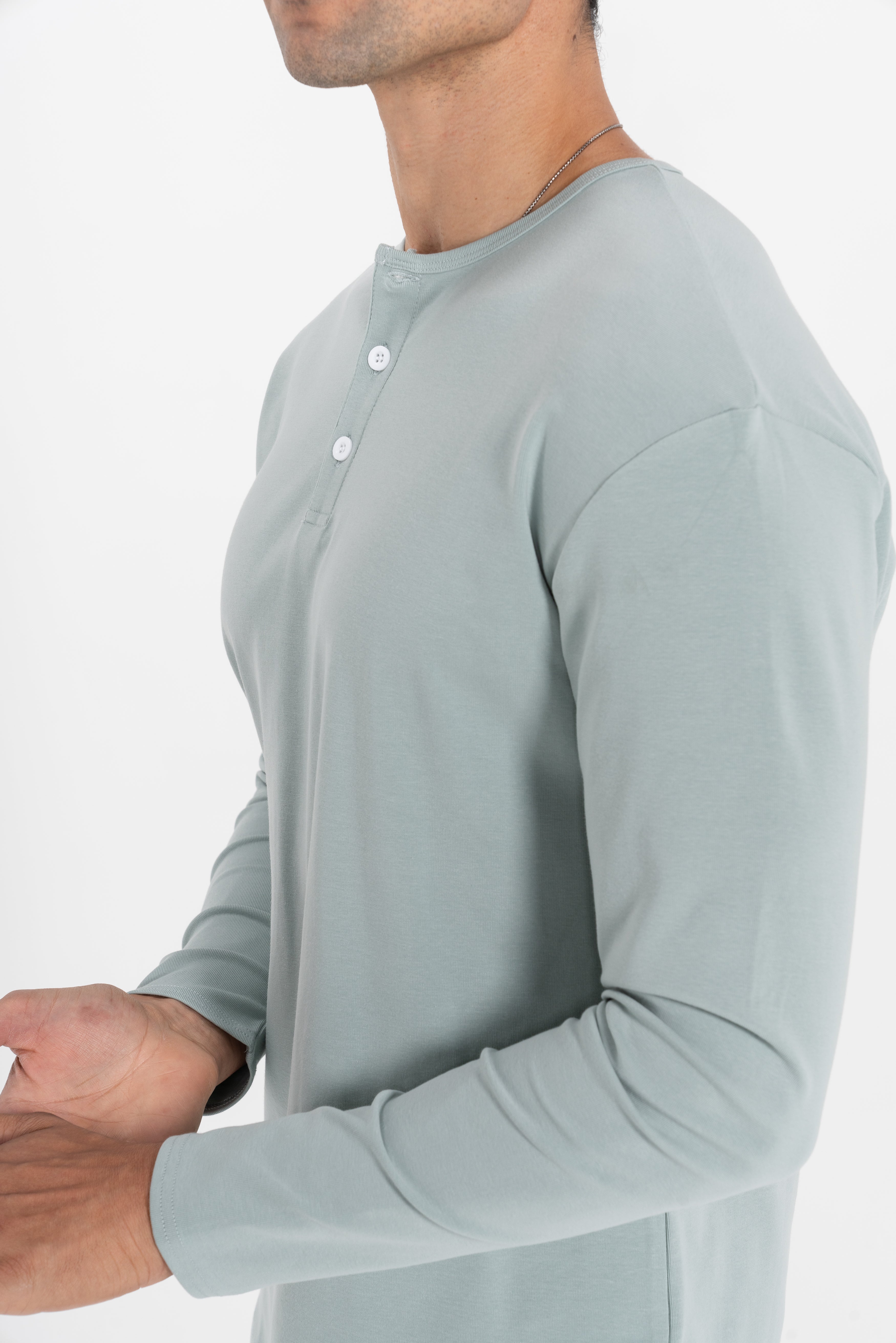 L/S Curve Henley: Arctic Blue - Rule Of Threads