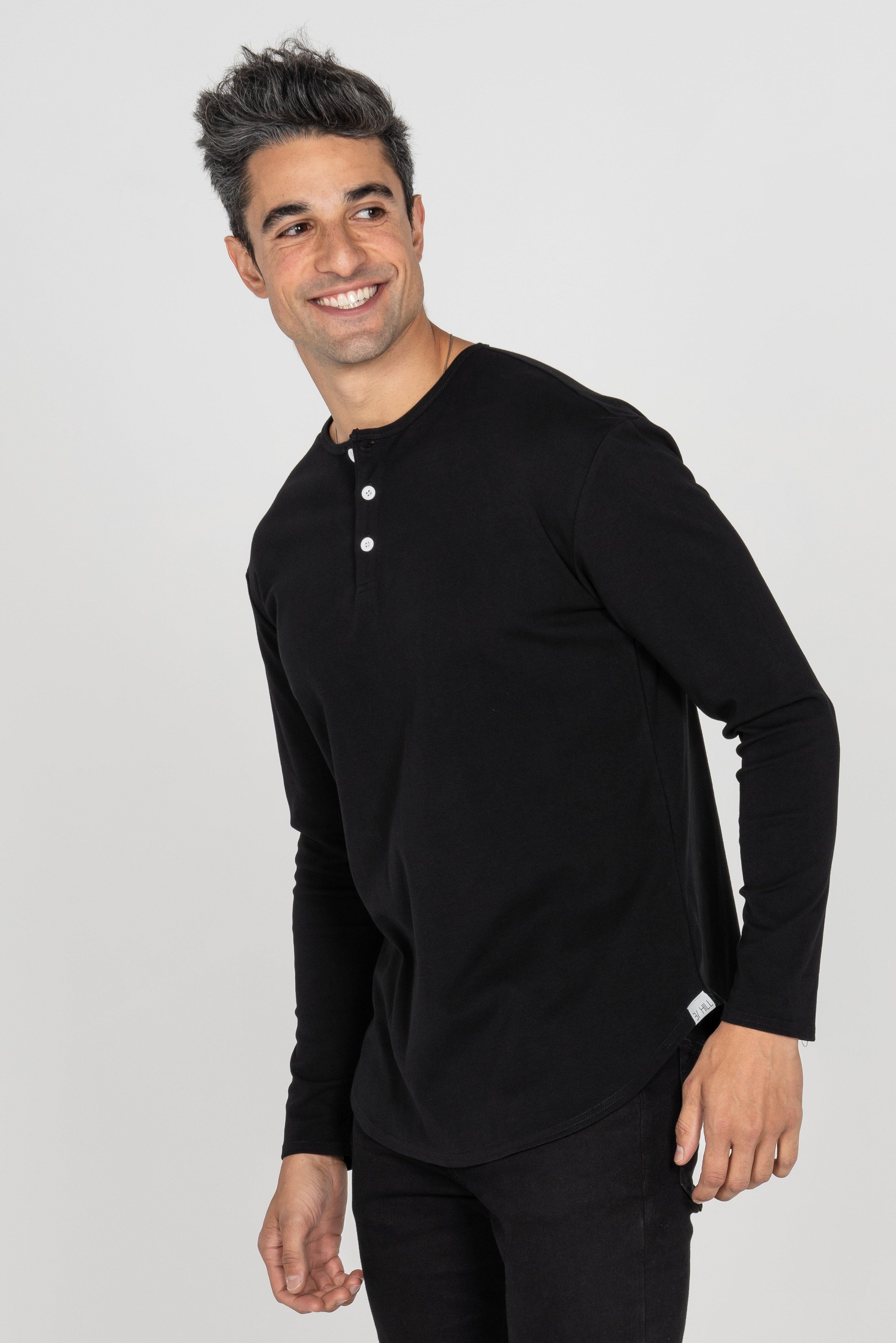 L/S Curve Henley: Black - Rule Of Threads