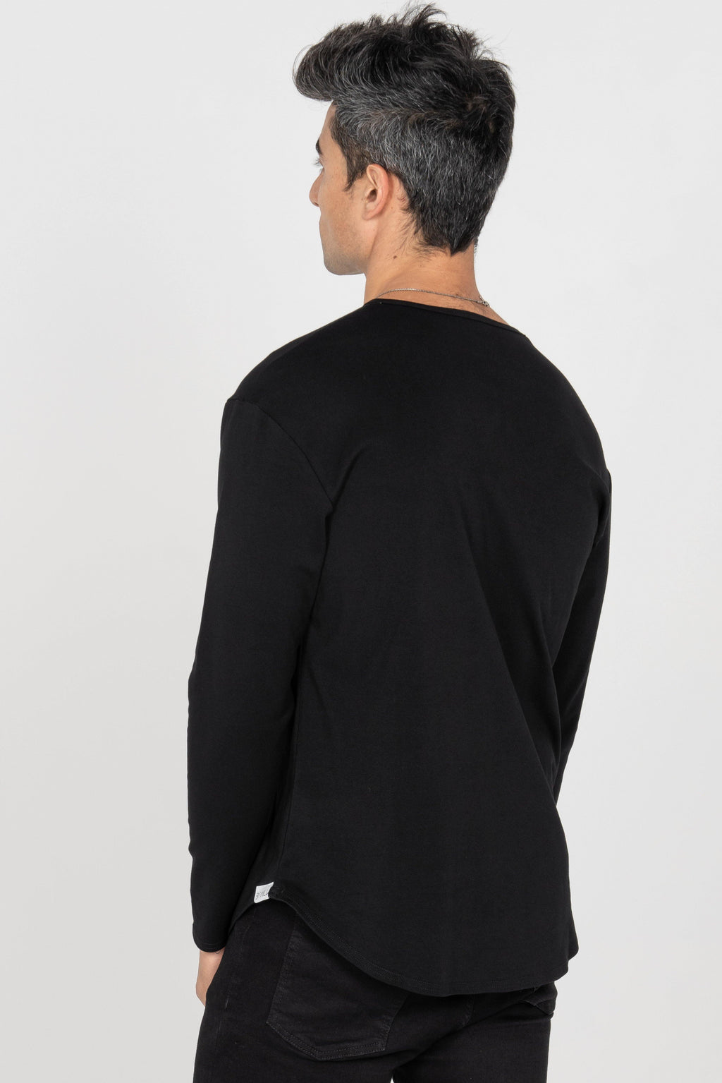 L/S Curve Henley: Black - Rule Of Threads