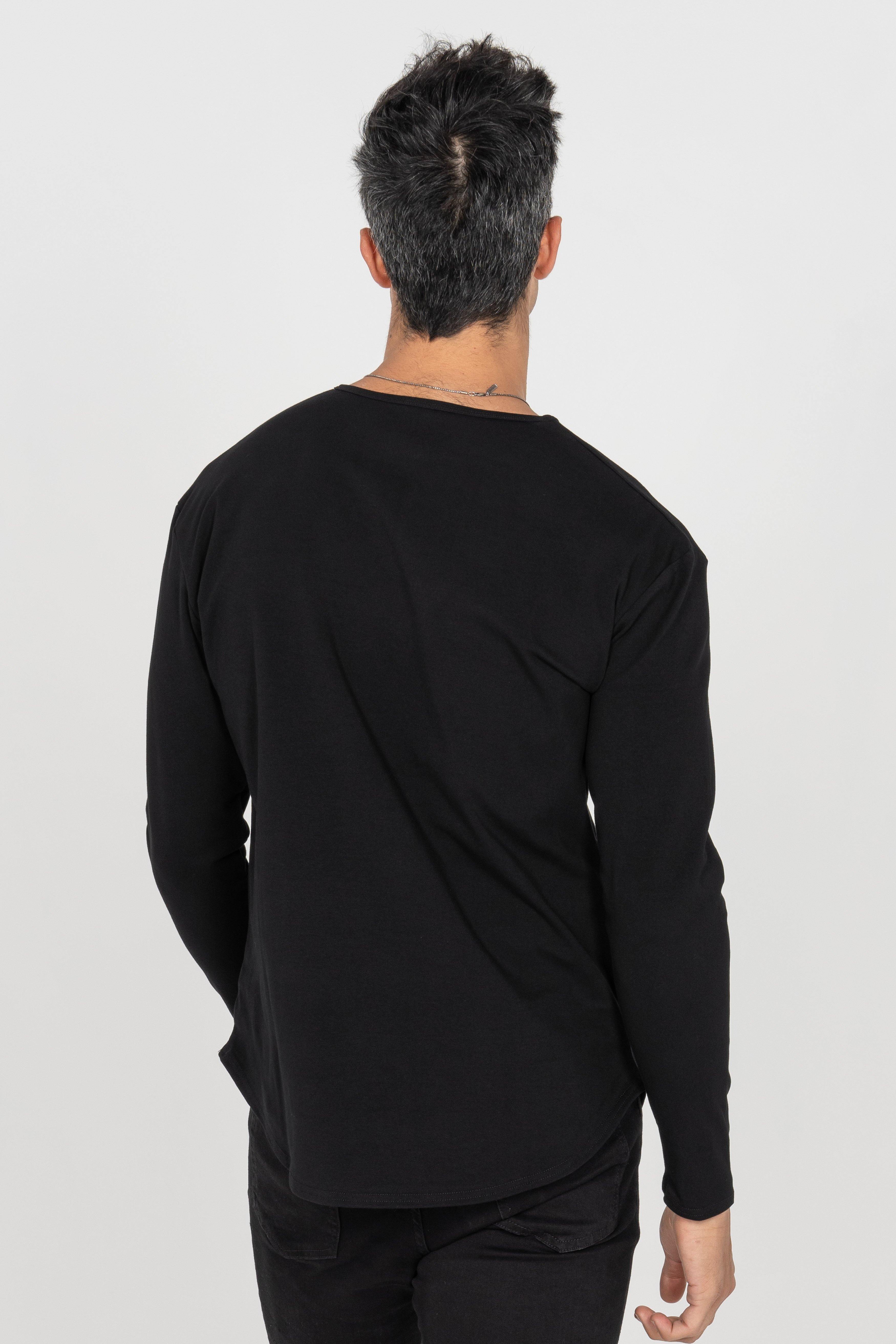 L/S Curve Henley: Black - Rule Of Threads