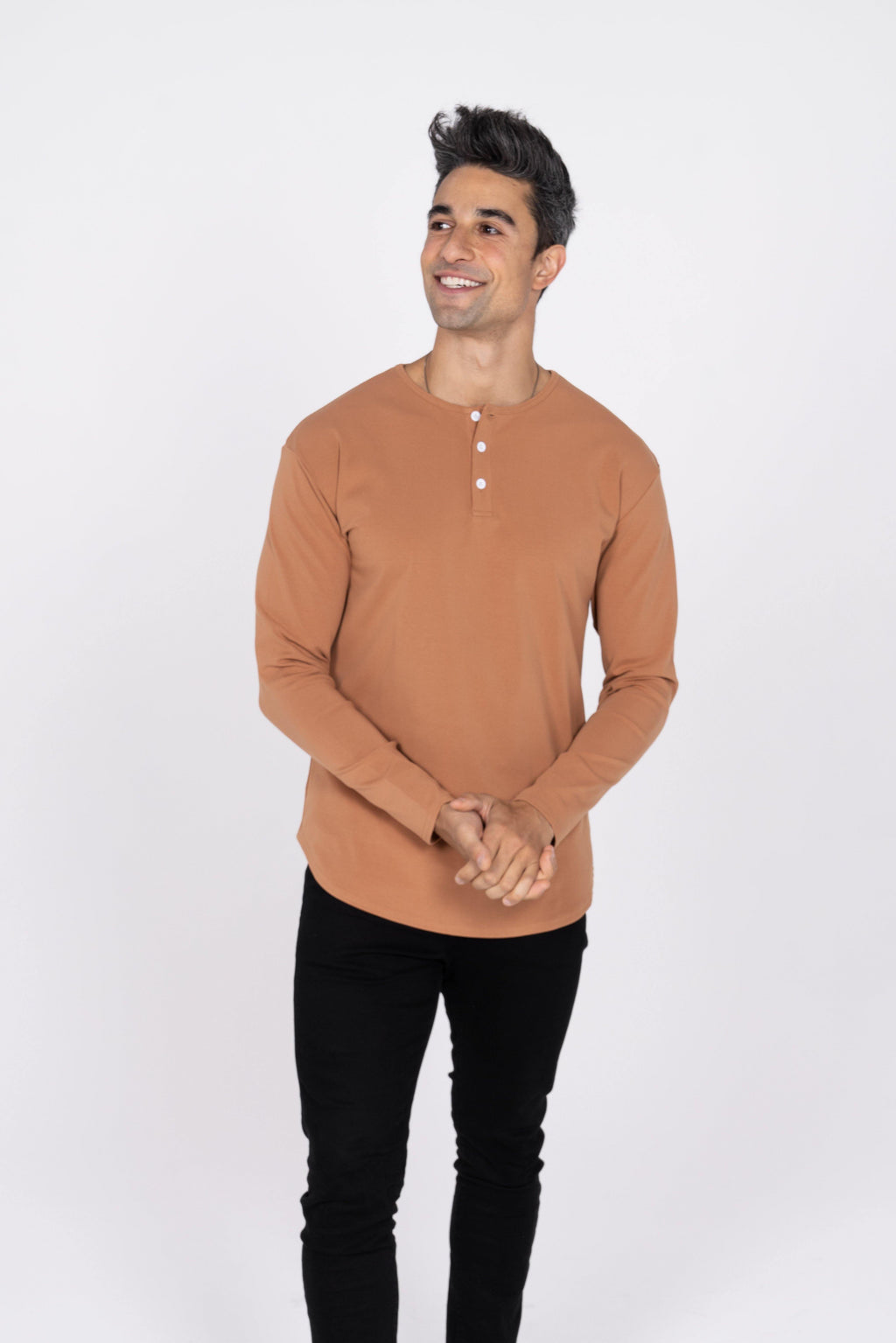 L/S Curve Henley: Caramel - Rule Of Threads