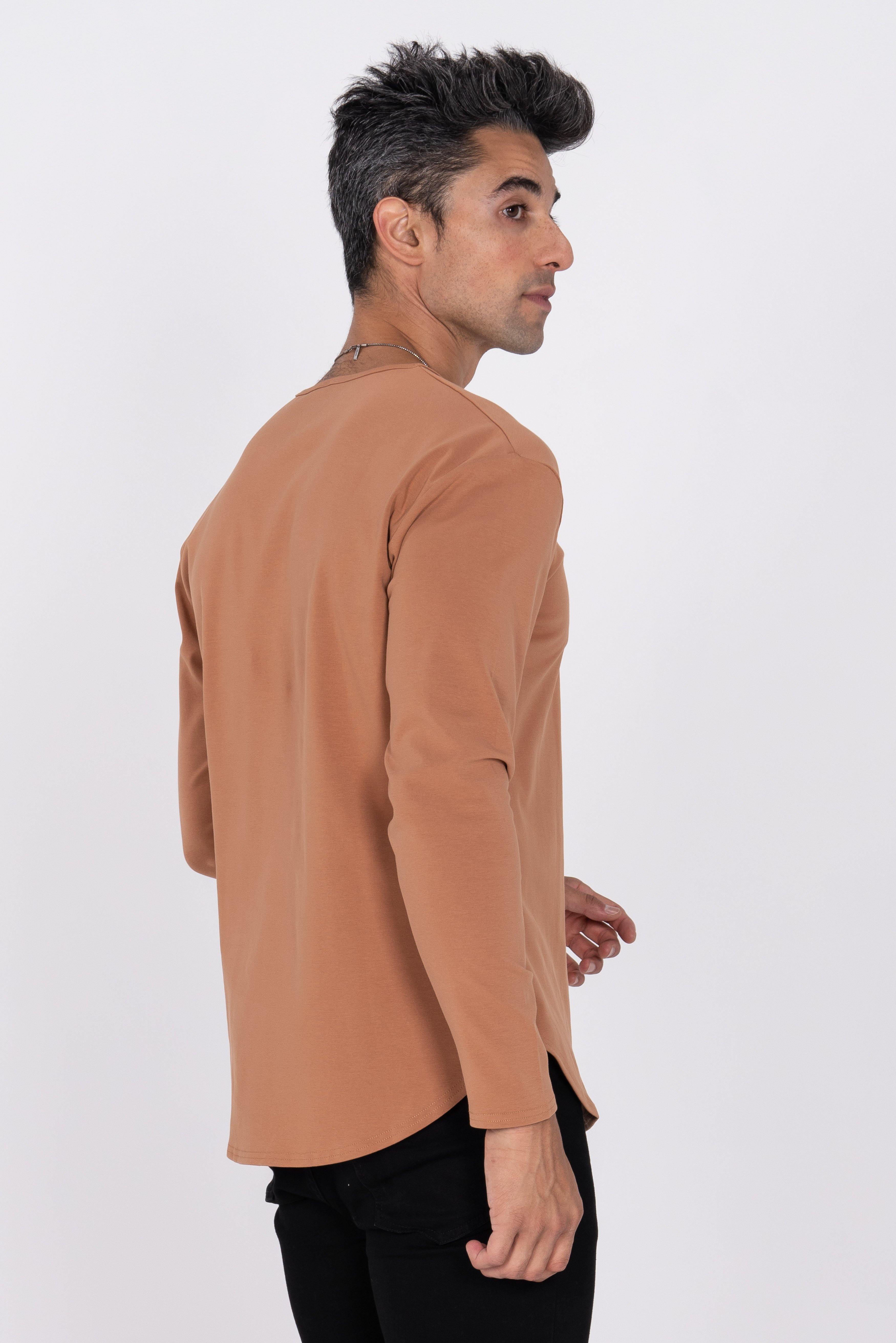 L/S Curve Henley: Caramel - Rule Of Threads