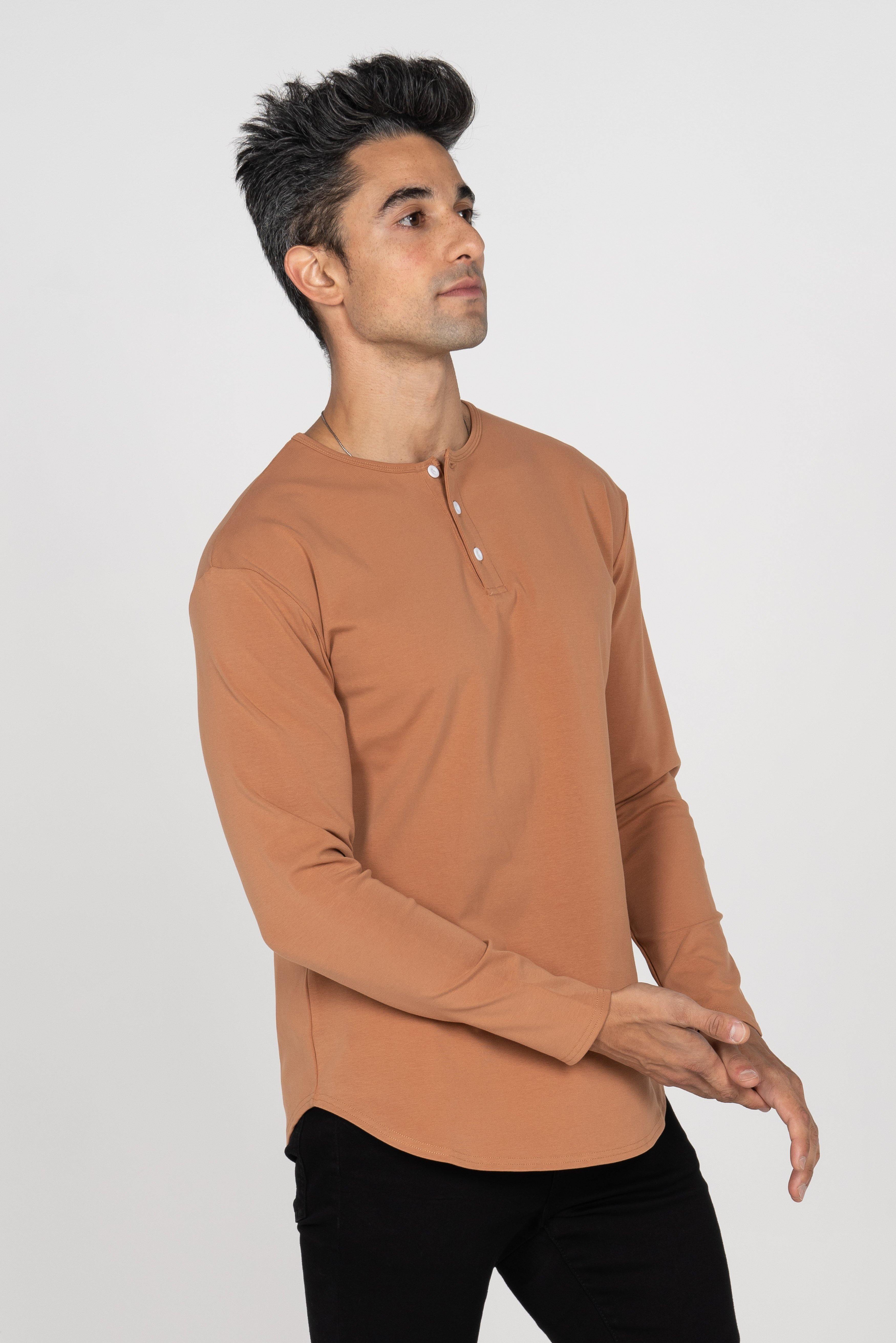 L/S Curve Henley: Caramel - Rule Of Threads