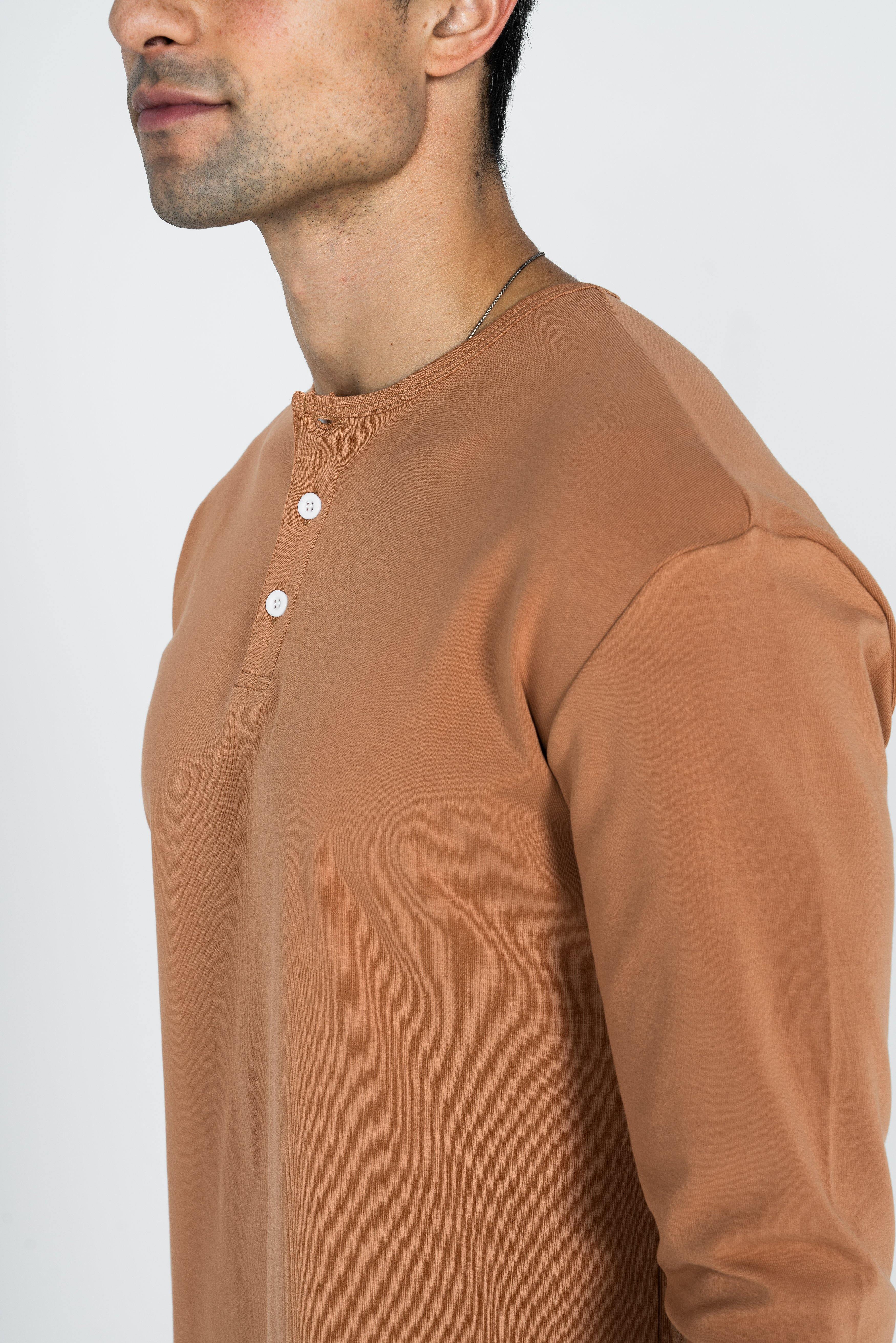 L/S Curve Henley: Caramel - Rule Of Threads