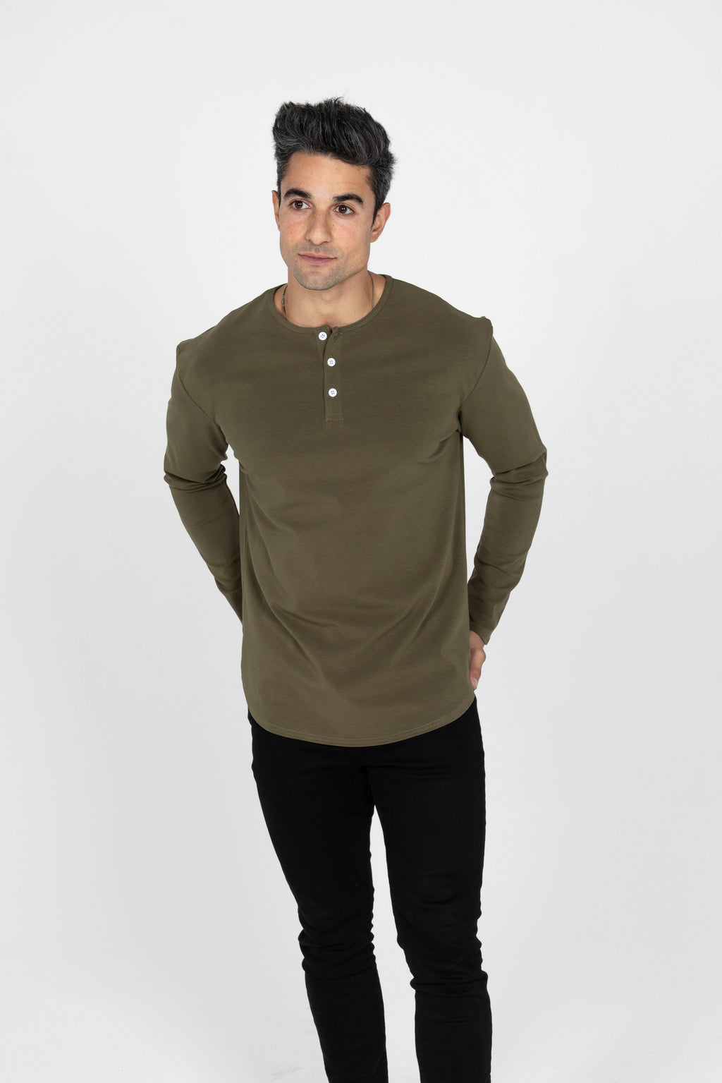 L/S Curve Henley: Olive - Rule Of Threads