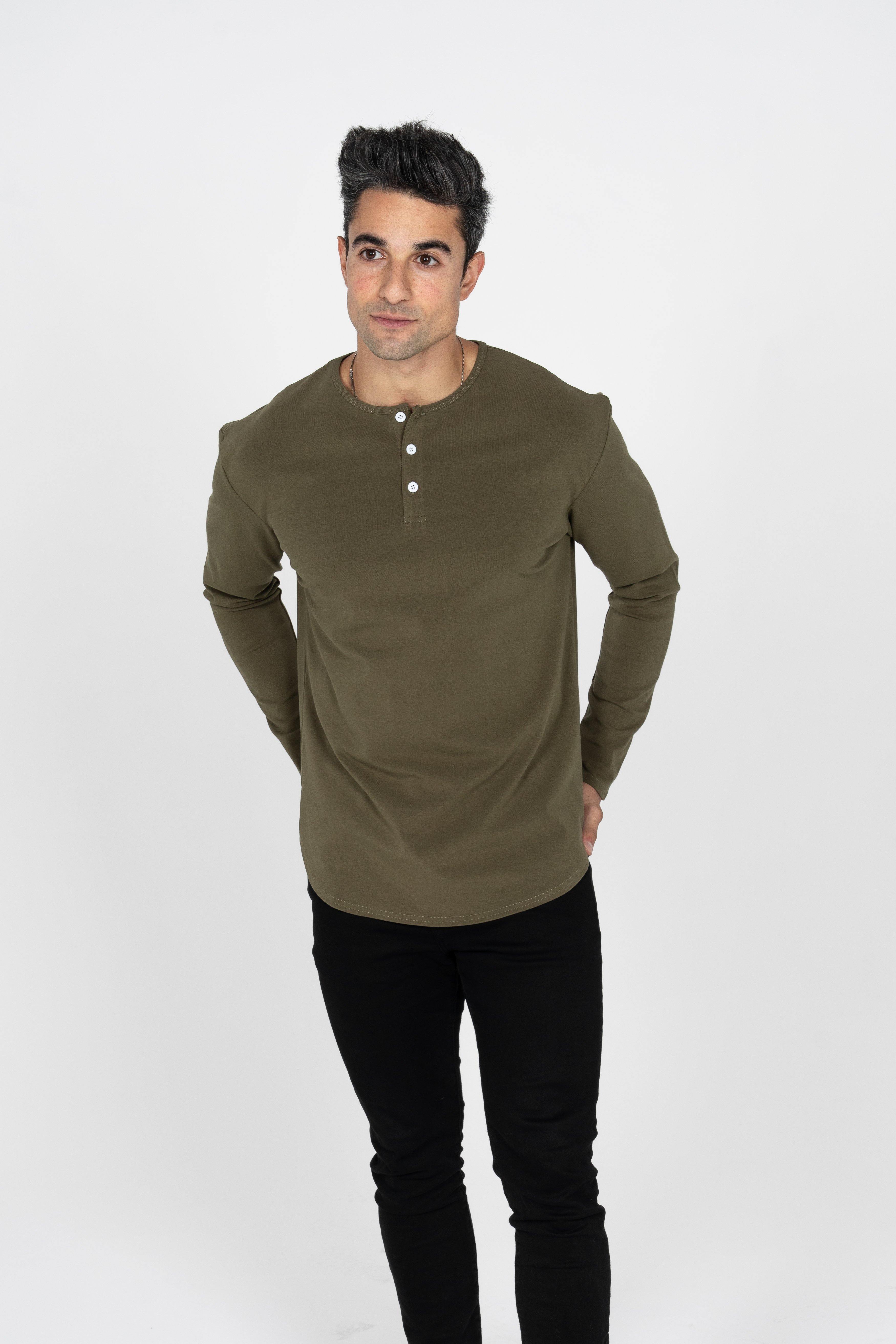 L/S Curve Henley: Olive - Rule Of Threads
