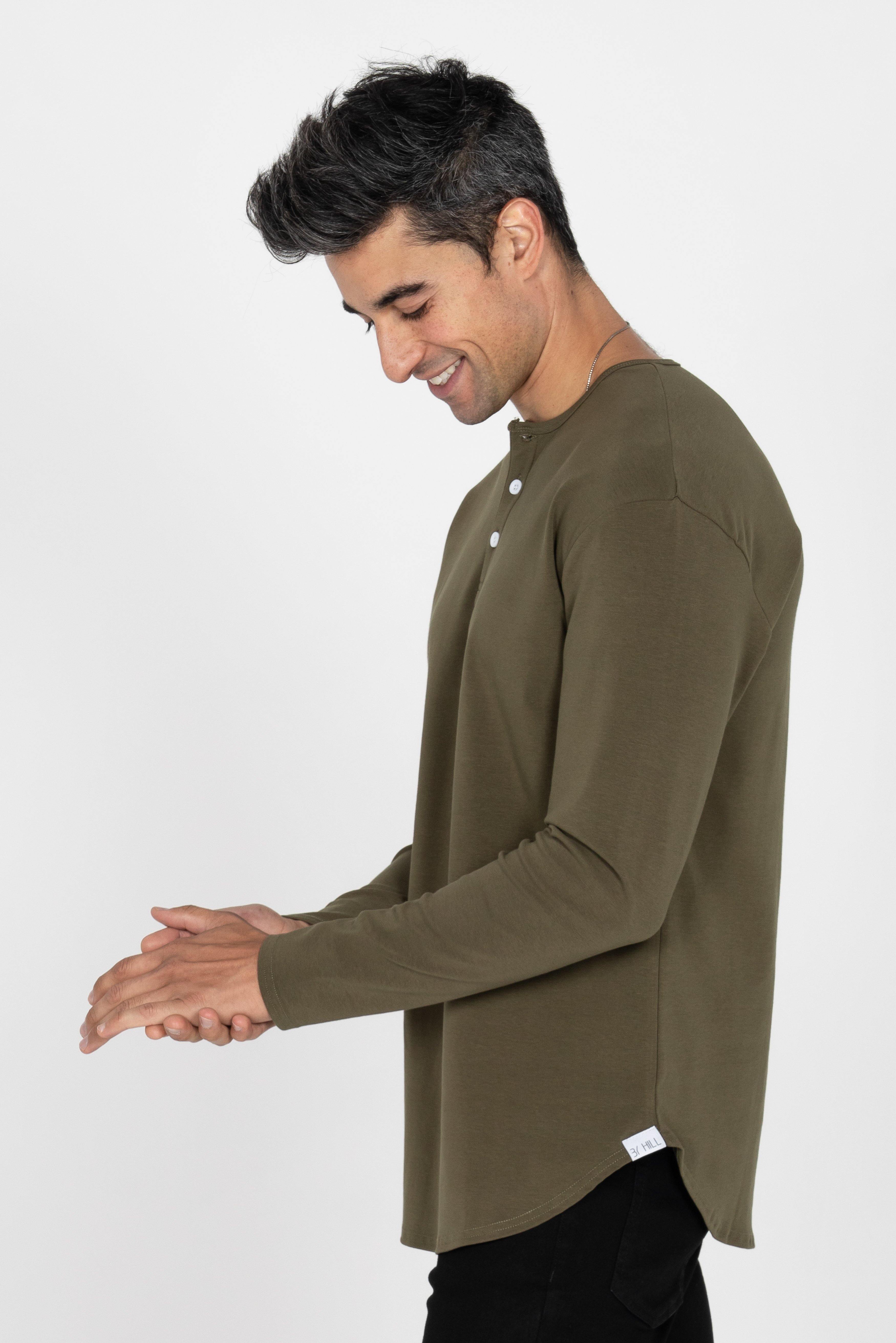 L/S Curve Henley: Olive - Rule Of Threads
