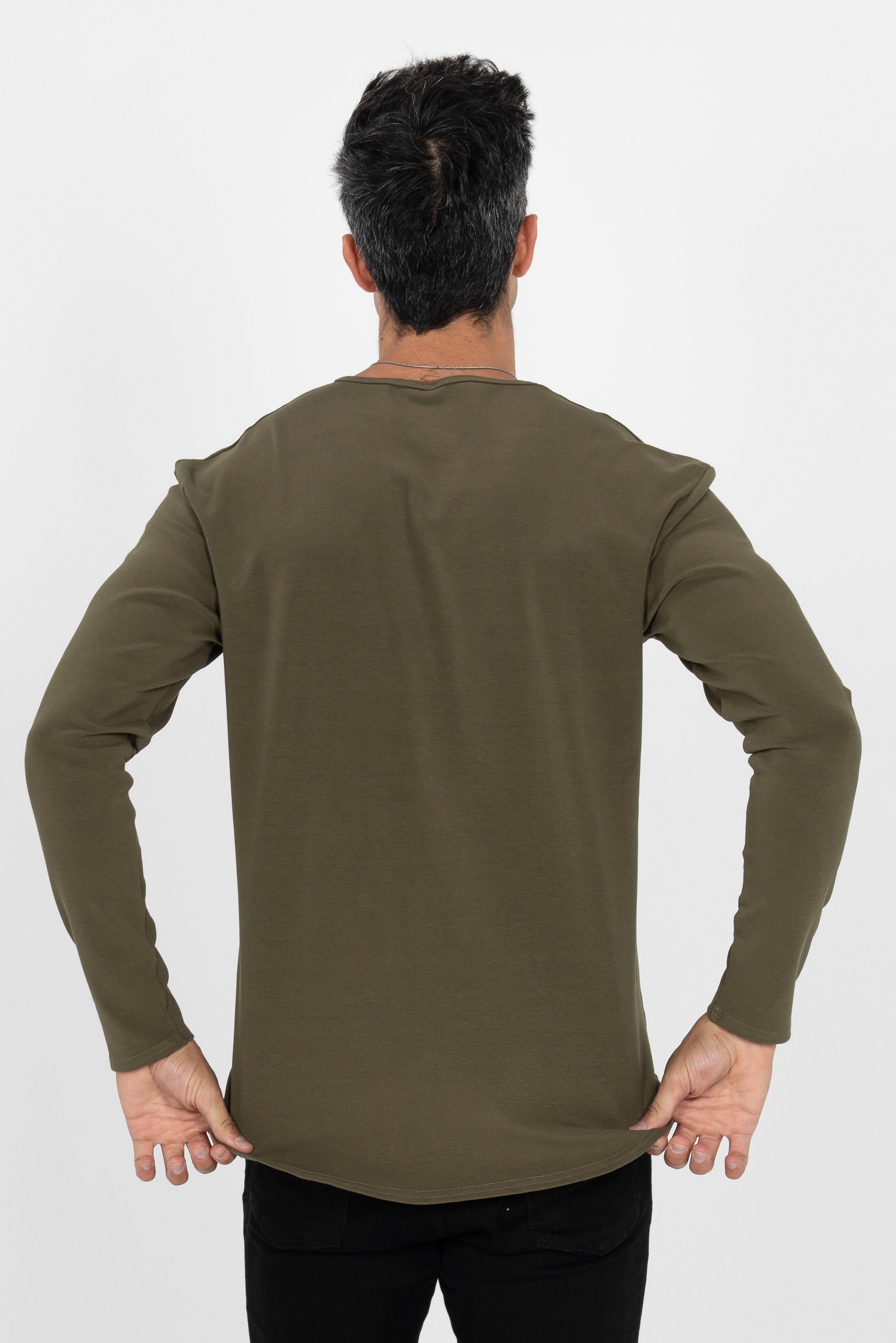 L/S Curve Henley: Olive - Rule Of Threads