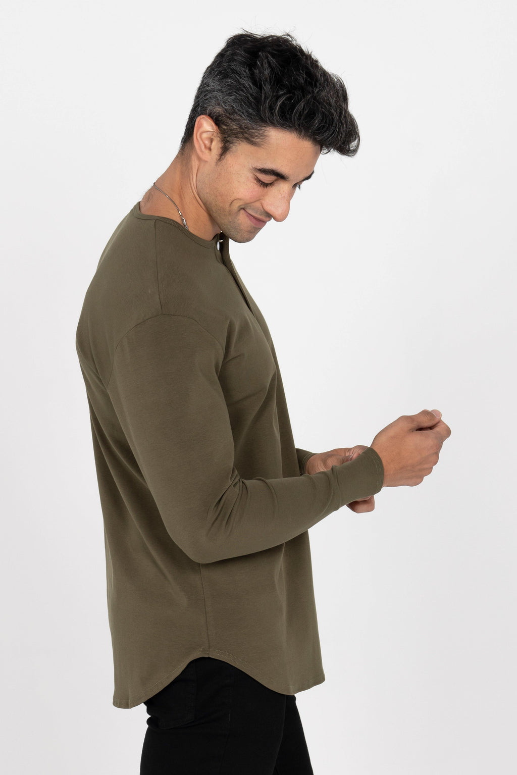 L/S Curve Henley: Olive - Rule Of Threads