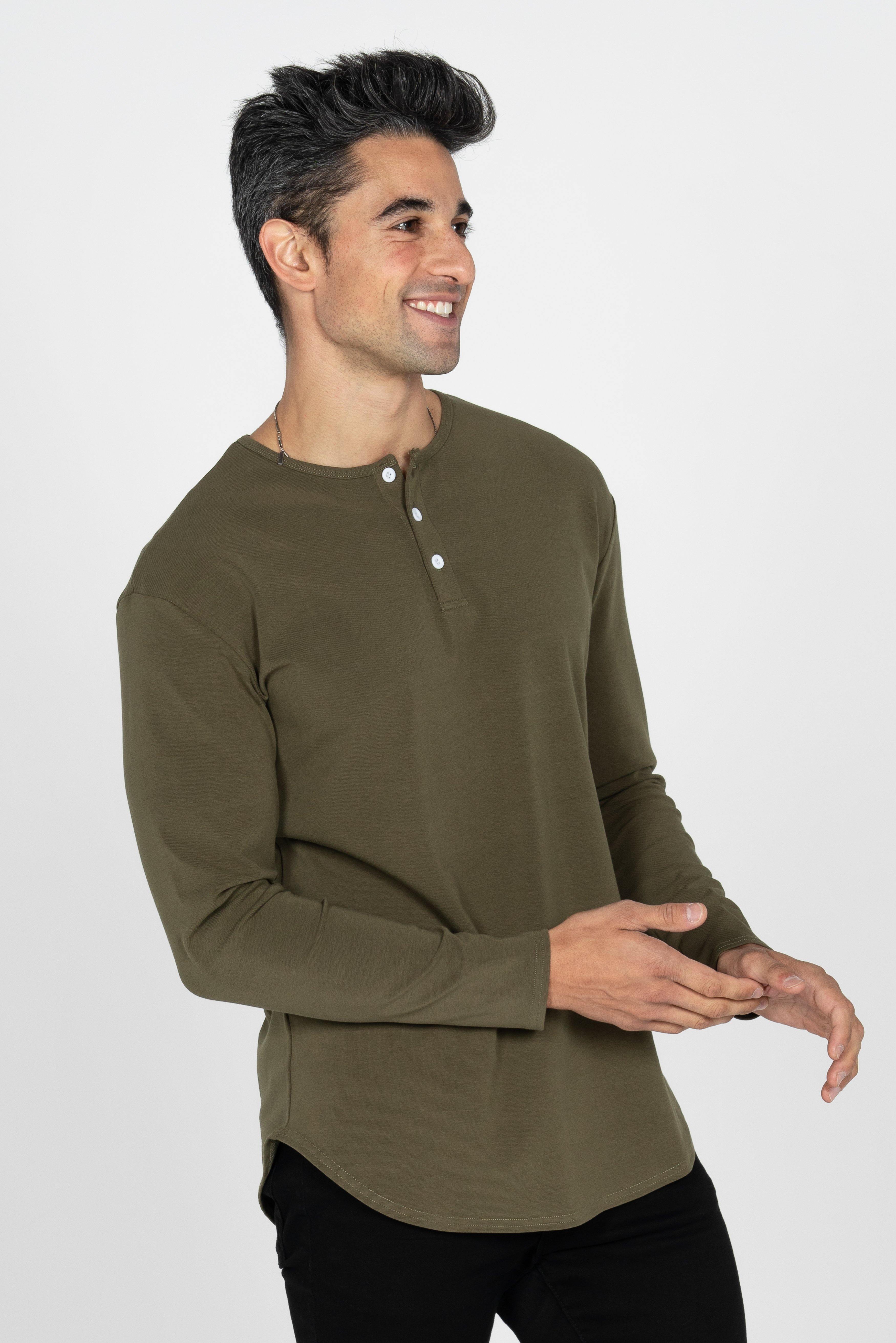 L/S Curve Henley: Olive - Rule Of Threads