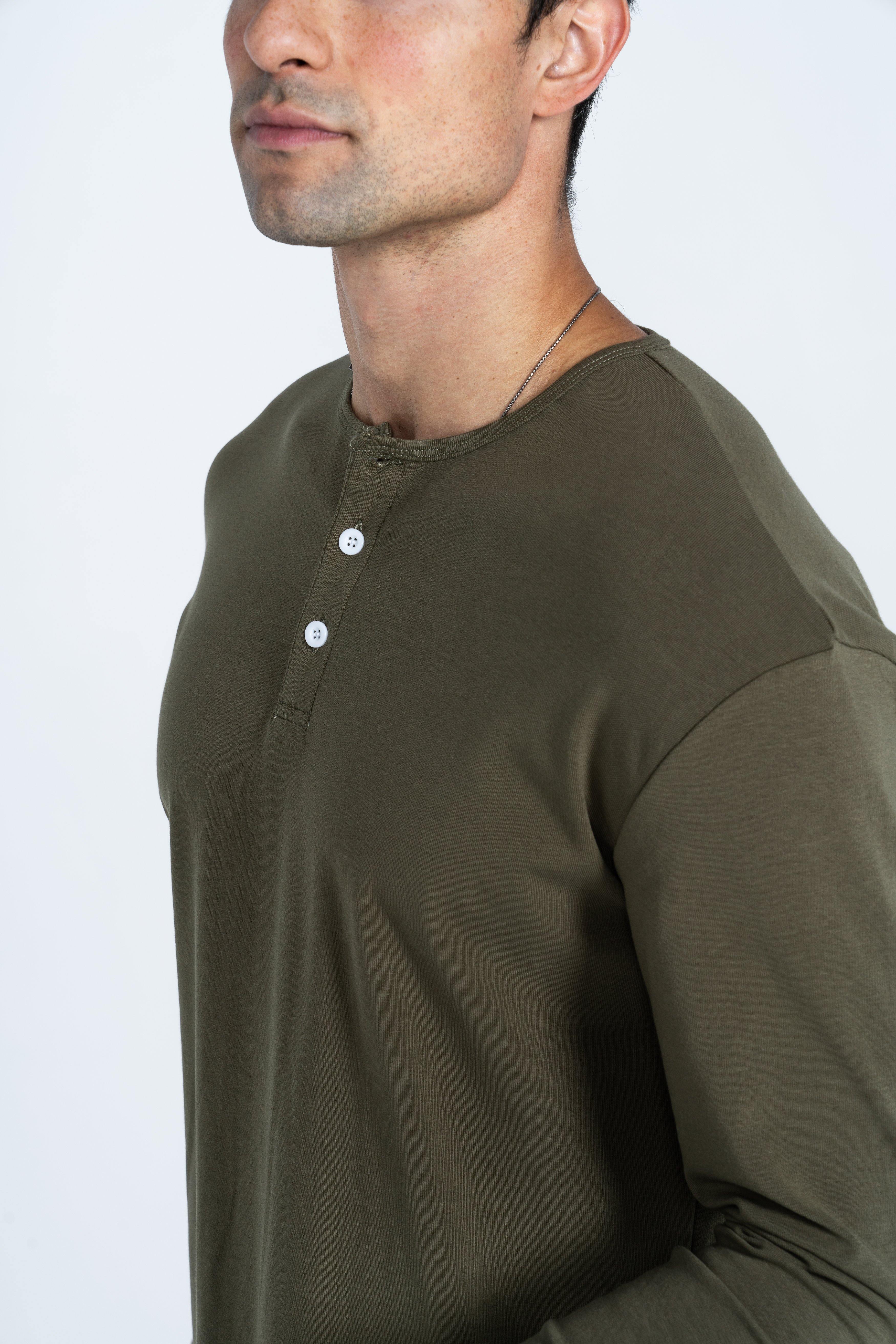 L/S Curve Henley: Olive - Rule Of Threads