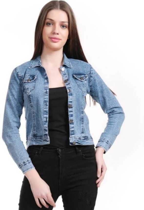 Medium-Wash Jean Jacket For Girls