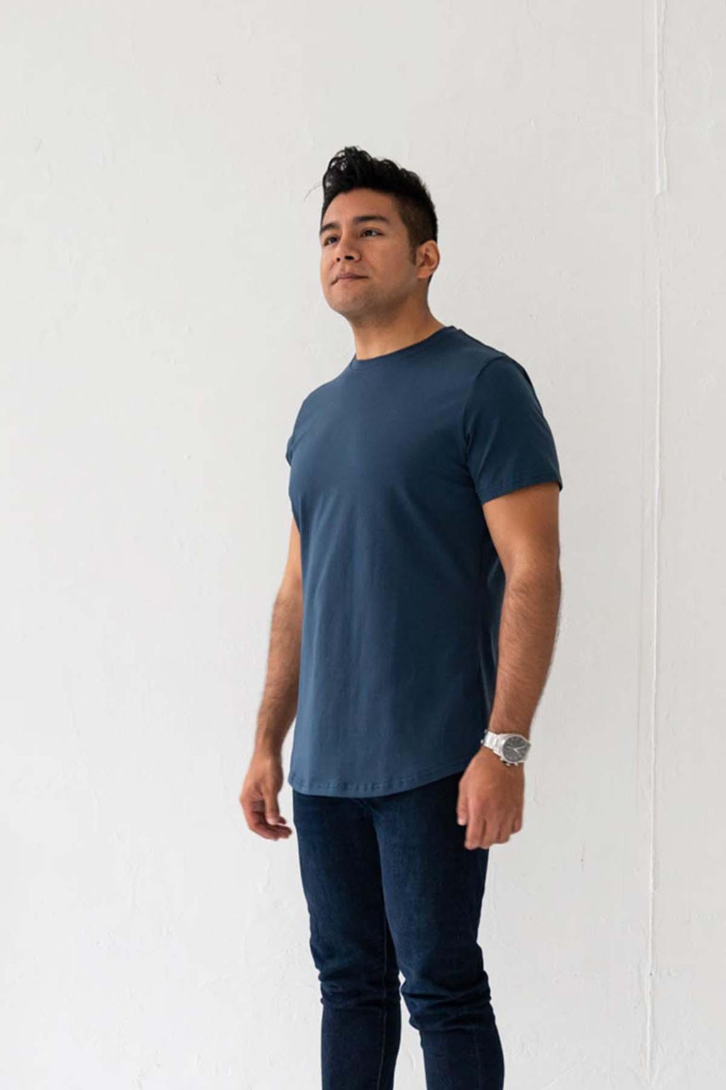 Slim Curve Crew T-Shirt: Charcoal Blue - Rule Of Threads
