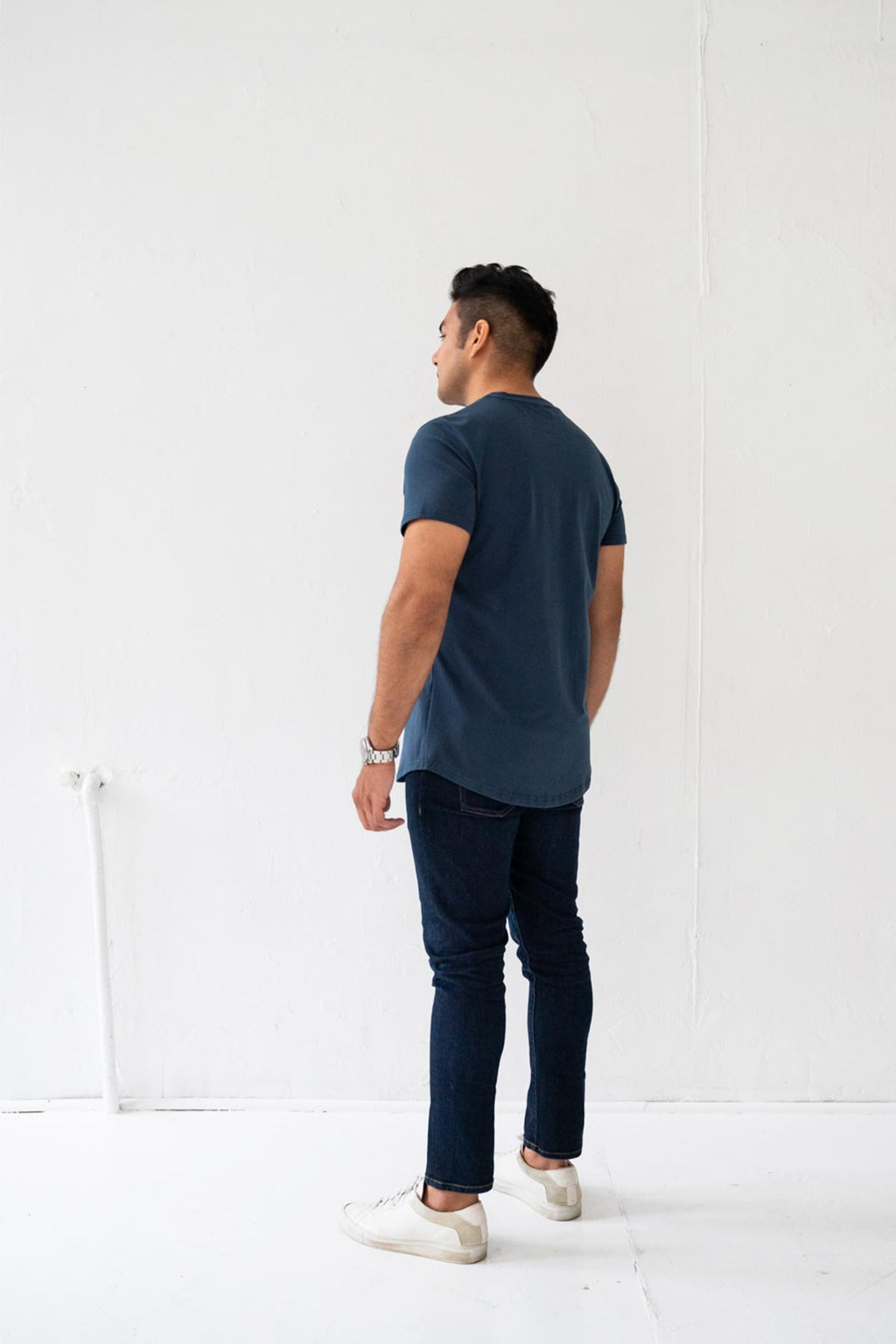 Slim Curve Crew T-Shirt: Charcoal Blue - Rule Of Threads