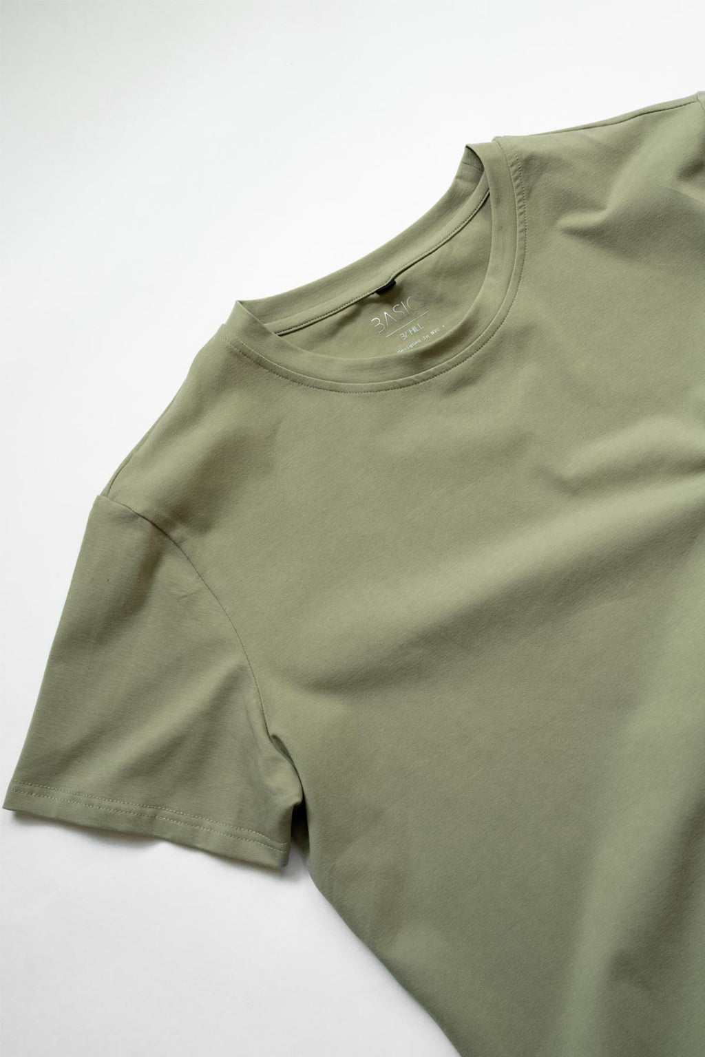 Slim Curve Crew T-Shirt: Khaki Green - Rule Of Threads