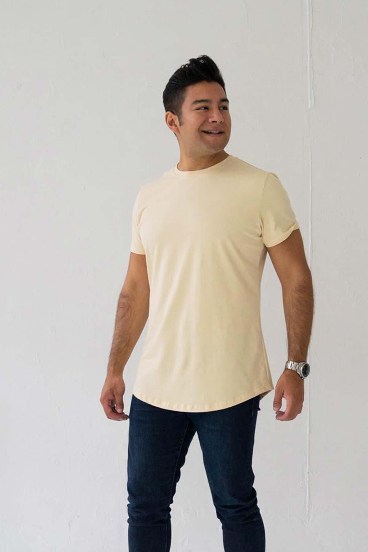 Slim Curve Crew T-Shirt: Sand - Rule Of Threads