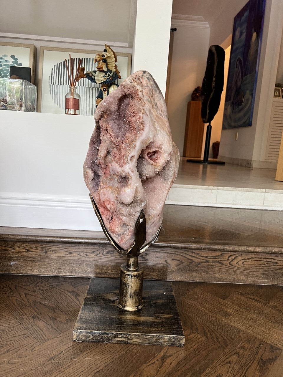 Rose Amethyst with Iron Base