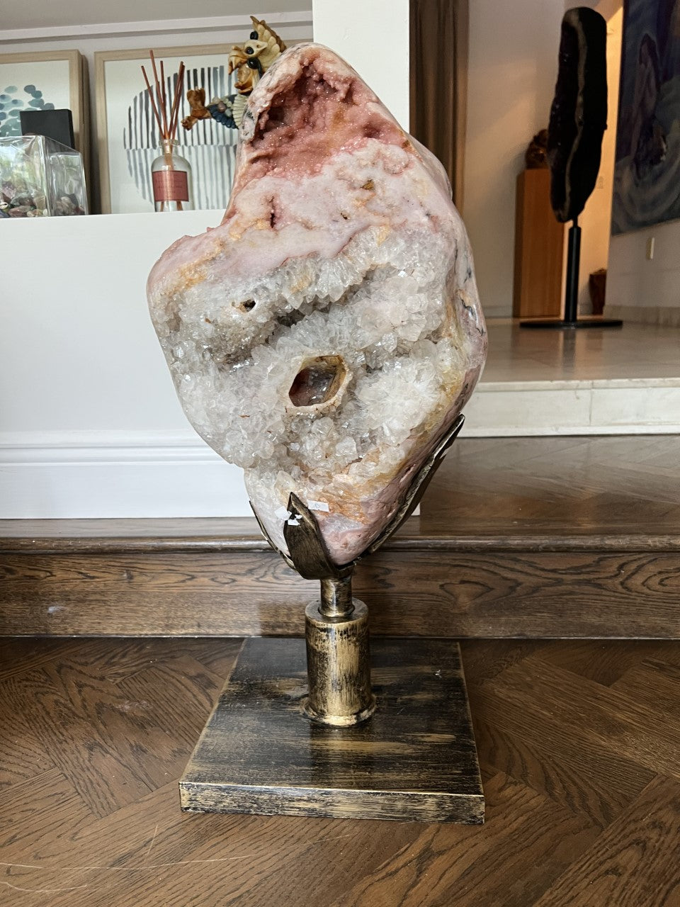 Rose Amethyst with Iron Base